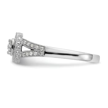 Rhodium Over 14K White Gold Diamond Cluster Engagement Ring 0.50ctw