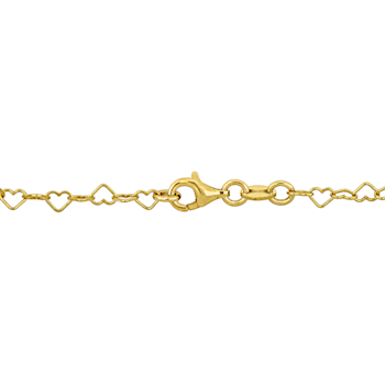 Children's Pink Enamel Heart Charm Bracelet in 18K Yellow Gold Over
Sterling Silver