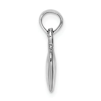 Rhodium Over 14k White Gold Polished 3D Heart Pendant