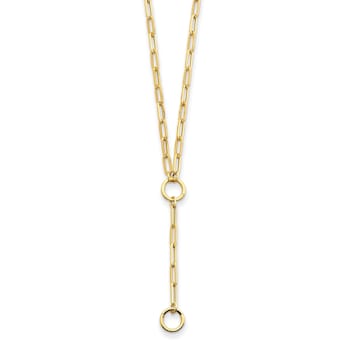 14K Yellow Gold Paperclip Link Y-drop 18-inch Lariat Necklace