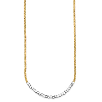 14K Two-tone Diamond-cut Beaded 18-inch Necklace