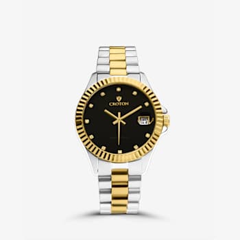 Croton The Sav Two-Tone 11 Diamond Marker Watch with Magnified Date