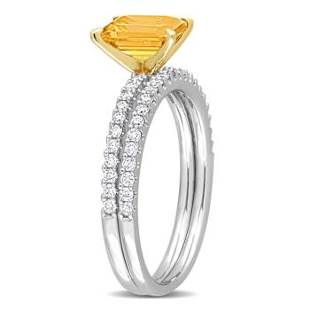 Citrine and Diamond 14K Yellow Gold Bridal Ring 1.48ctw