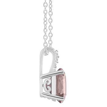 8mm Round Rose Quartz With Diamond Accents Rhodium Over Sterling Silver
Pendant with Chain