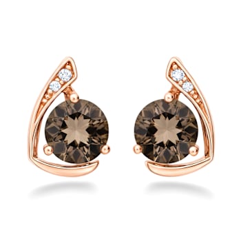 Brown Smokey Quartz 14K Rose Gold Over Sterling Silver Round Drop Earrings