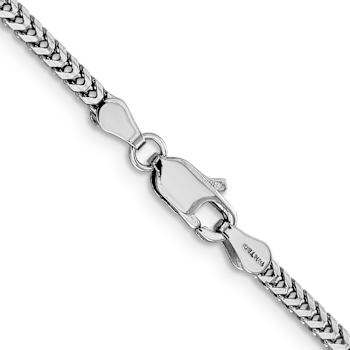 Rhodium Over 14k White Gold 2.3mm Solid Franco 30 Inch Chain