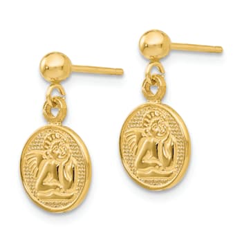 14k Yellow Gold Polished Raphael Angel Dangle Earrings