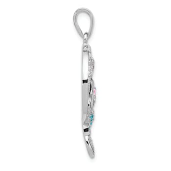 Rhodium Over Sterling Silver Polished and Antiqued Cubic Zirconia
Mermaid Pendant