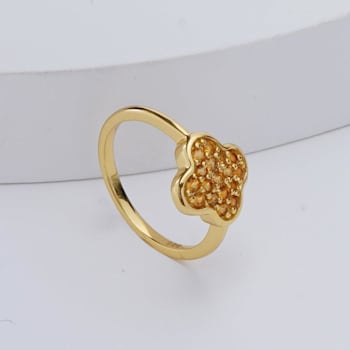 Citrine 18K Yellow Gold Over Sterling Silver 4-Leaf Clover Cluster Ring