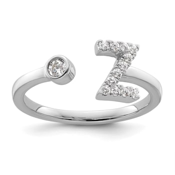 Rhodium Over 14K White Gold Lab Grown Diamond VS/SI GH, Initial Z
Adjustable Ring