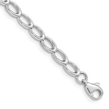 Rhodium Over 14k White Gold 4mm Polished Open Link Bracelet