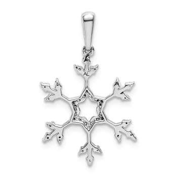 Rhodium Over 14k White Gold Diamond Snowflake Pendant