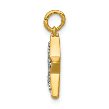 10k Yellow Gold and Rhodium Over 10k Yellow Gold Diamond Star Charm
