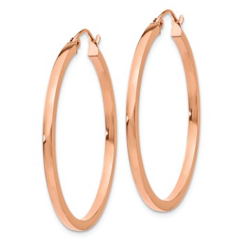 14k Rose Gold 1 3/8" Square Tube Hoop Earrings