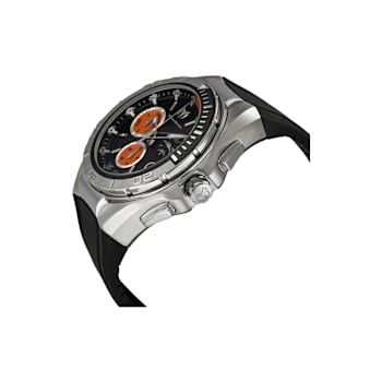 Technomarine Men's Black and Orange Chronograph Black Leather Strap Watch
