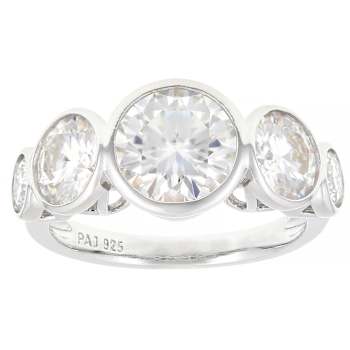 Wide Moissanite Band Ring In Platinum-Enhanced Sterling Silver