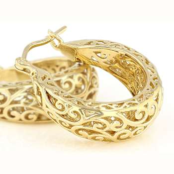 Filigree Hoop Earrings In 18K Gold Over Sterling Silver