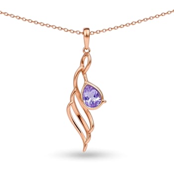 Natural Purple Amethyst 14K Rose Gold Over Sterling Silver Pear Shape
Pendant with Chain