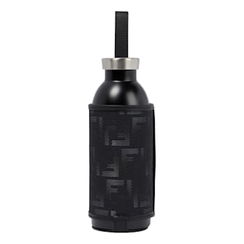 Fendi Roma Black Steel Bottle and FF Woven Canvas Holder Set