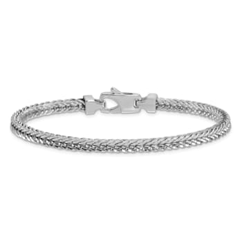 Rhodium Over Sterling Silver Polished 4.0mm Franco 8 Inch Chain Bracelet