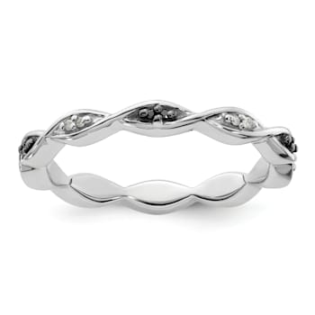 Sterling Silver Stackable Expressions Black and White Diamond Ring 0.06ctw