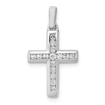 Rhodium Over 14k White Gold Diamond Latin Cross Pendant