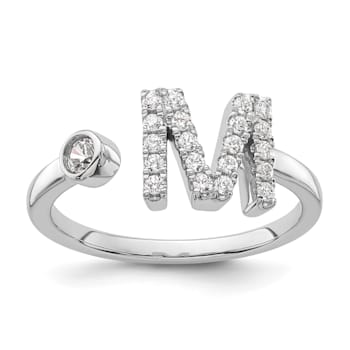 Rhodium Over 14K White Gold Lab Grown Diamond VS/SI GH, Initial M
Adjustable Ring