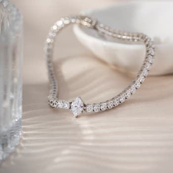 White Cubic Zirconia Platinum Over Sterling Silver Tennis Bracelet 6.61ctw