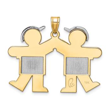 14K Two-tone Gold Satin Large Double Boys Charm