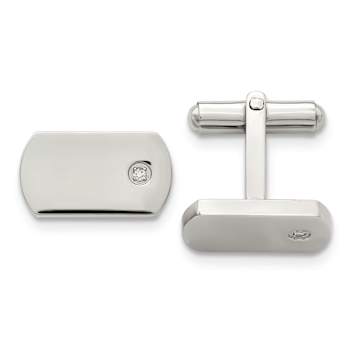 Stainless Steel Polished Diamond Cuff Links