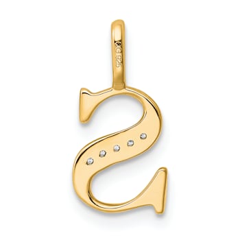 14K Yellow Gold Diamond Letter S Initial Pendant