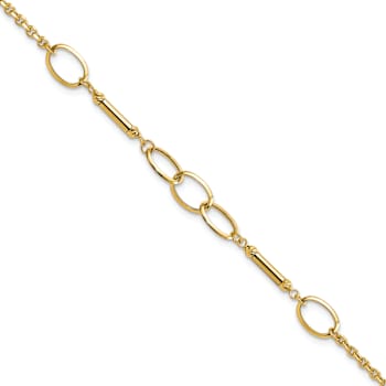 14k Yellow Gold Polished Bars and Links Bracelet