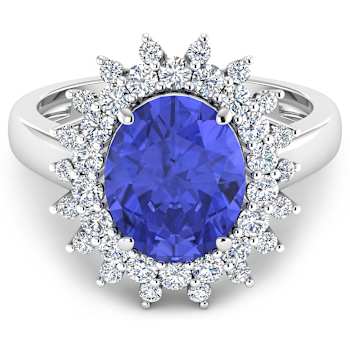 4.22ctw Violet Tanzanite and Diamond 14K White Gold Halo Ring