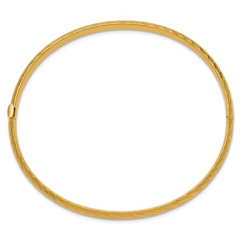 10k Yellow Gold 4.75mm Textured Hinged Bangle