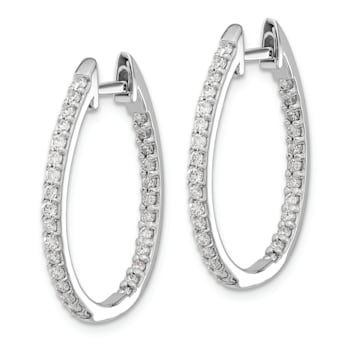 Rhodium Over 14K White Gold Oro Spotlight Lab Grown Diamond SI+, H+,
In/Out Hinged Hoop Earrings