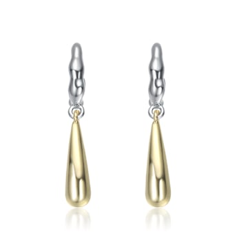 Briolette Drop Earrings In 14K Gold And Rhodium Over Brass