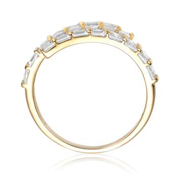 Square CZ Bypass Ring In 14K Gold Over Brass
