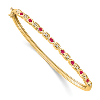 14k Yellow Gold Ruby and Diamond Bangle