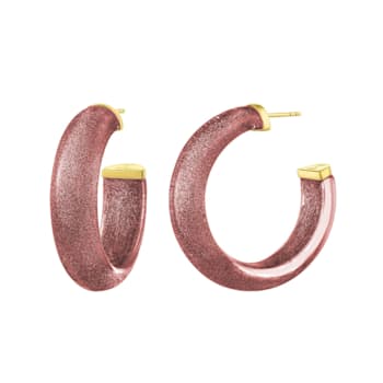 14K Yellow Gold Over Sterling Silver Small Illusion Acrylic Hoop
Earrings in Cocoa