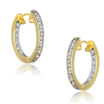 CZ Inside-Out Huggie Earrings In 14K Gold Over Sterling Silver
