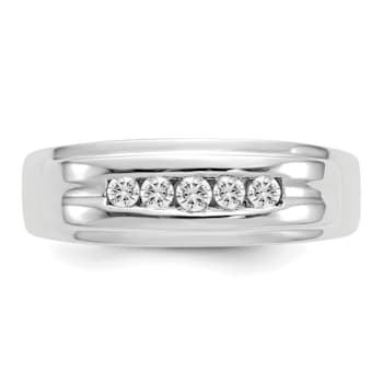 Rhodium Over 14K White Gold Lab Grown Diamond SI1/SI2, G H I, Men's Ring