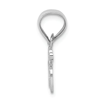 Rhodium Over 14k White Gold Textured MOM with Heart Pendant