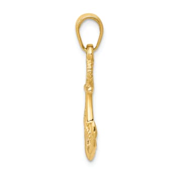 14k Yellow Gold 3D Solid Polished Anchor Pendant