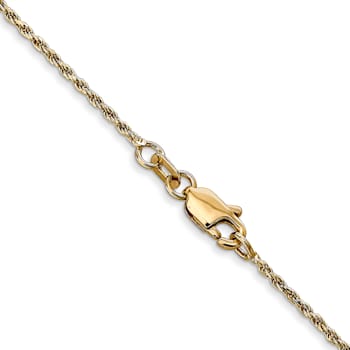 14k Yellow Gold 1.15mm Solid Diamond-Cut Rope 16 Inch Chain