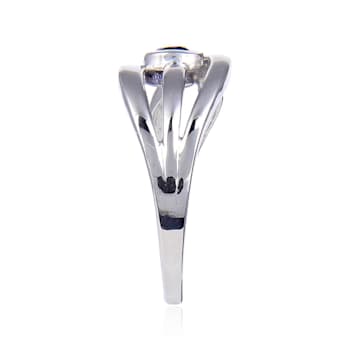 Lab Created Purple Sapphire Sterling Silver Open Design Solitaire Ring, 0.35ct