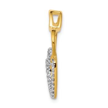 14k Yellow Gold and 14k White Gold Diamond Double Heart Chain Slide Pendant
