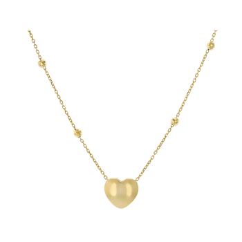 Puffy Heart Necklace In 10K Gold
