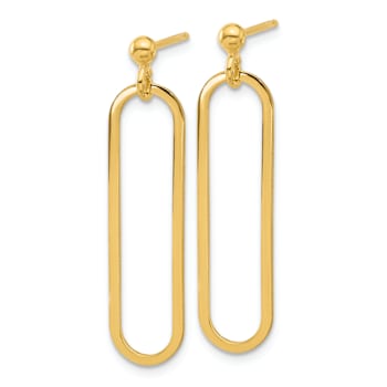 18K Yellow Gold Over Sterling Silver Polished Paperclip Dangle Earrings