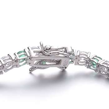 Emerald Color CZ Tennis Bracelet In Sterling Silver