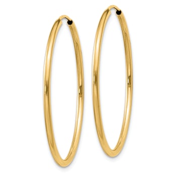 14k Yellow Gold Polished 1 3/16" Round Endless Hoop Earrings